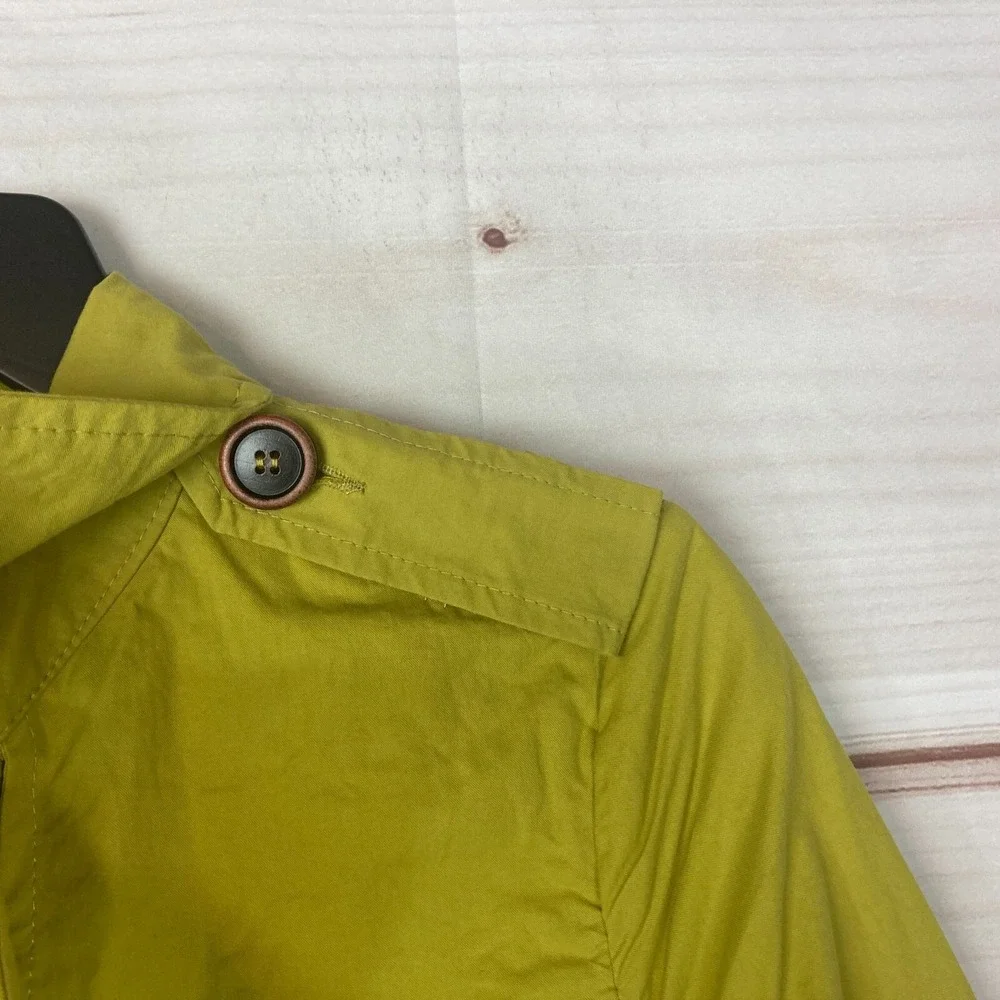 Soft‎ Surroundings Coat Womens XS Green Brixton Trench Long Sleeve Button Front